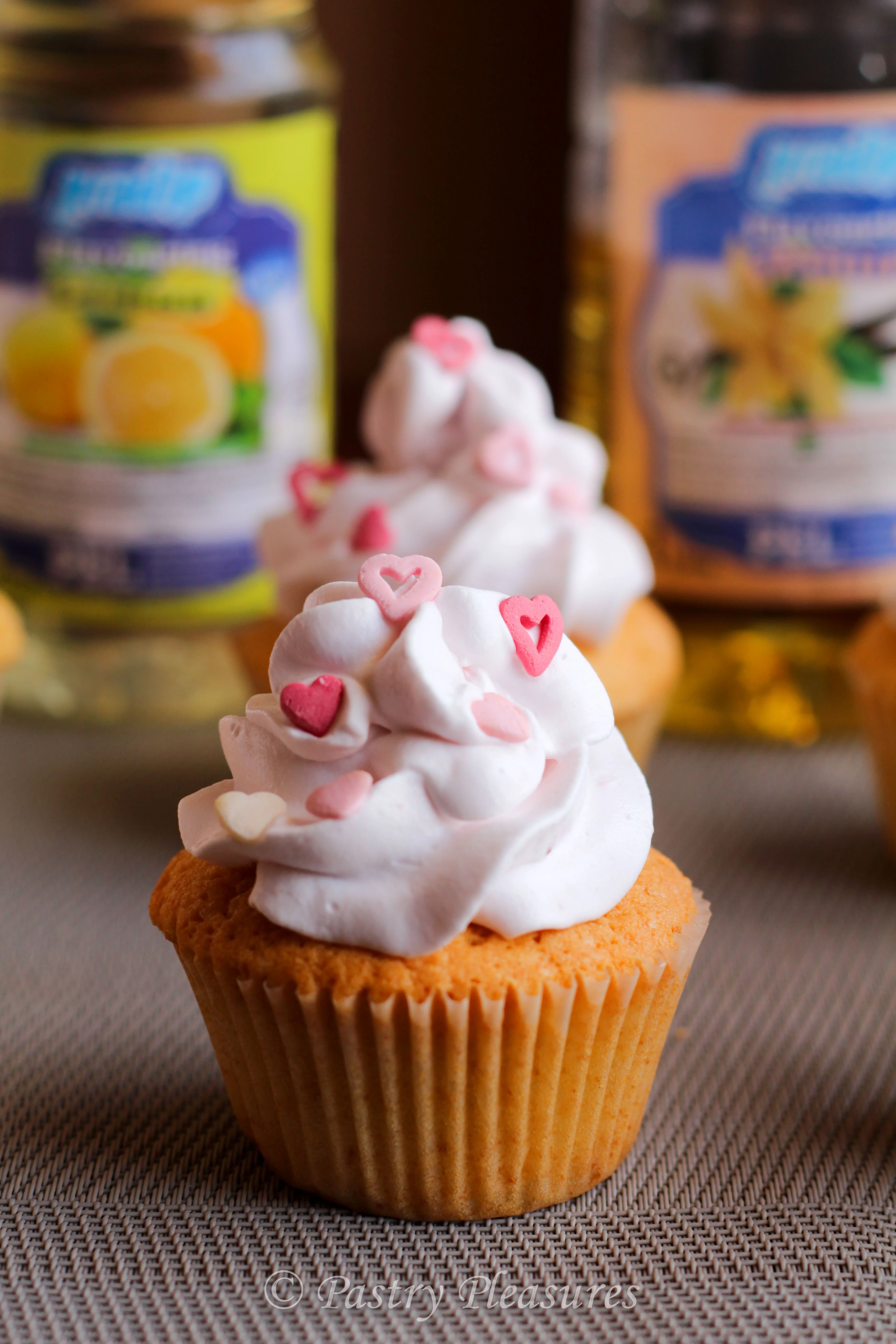 Vanilla Cupcakes, With Strawberry and Lemon Cream